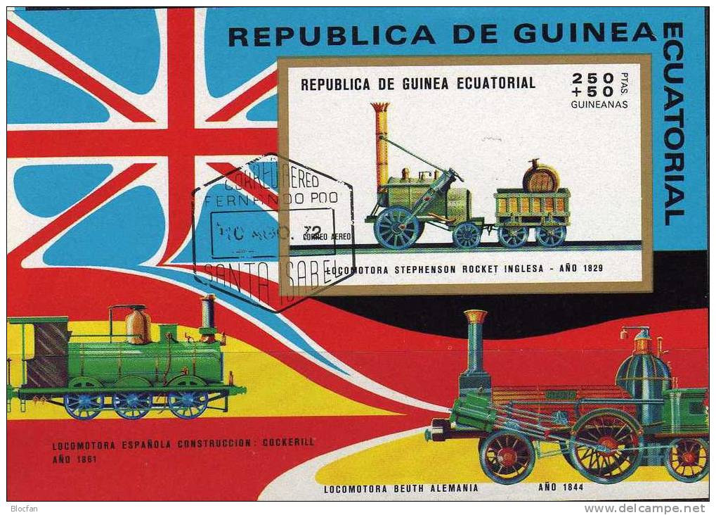 Eisenbahn In Japan / GB Äquator. Guinea 154A/B, Block 31 Plus 32 O 3€ - Altri (Terra)