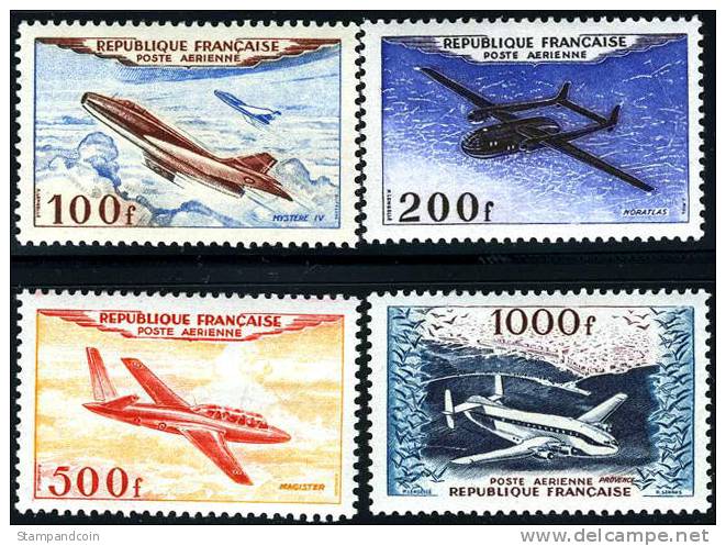 France C29-32 (Yvert 30-33) (Michel 987-990)  Mint Never Hinged Airmail Set From 1954 - 1927-1959 Neufs