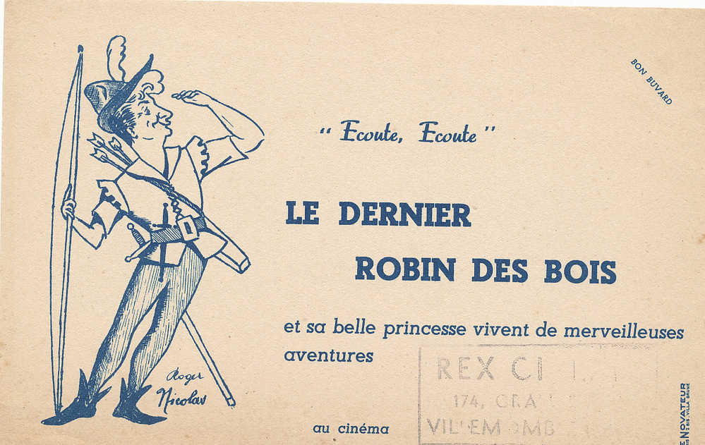 BU 184/ BUVARD      CINEMA  LE DERNIER ROBIN DES BOIS - Cinéma & Théatre