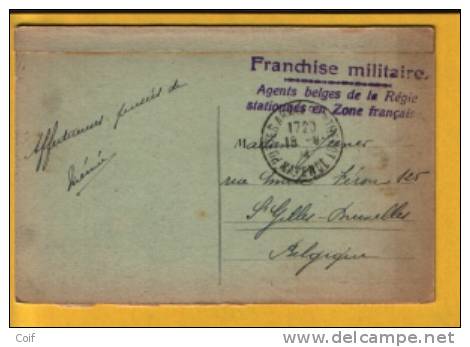 Kaart Met Stempel POSTE ARMEES ENTREPOT MAYENCE 1924 En Franchise Militaire / Agents Belge De La Regie Stationnes En Zo - Covers & Documents