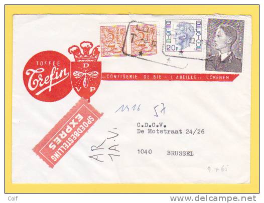 879A.P.+1587+1903 Op EXPRES Brief Met Telegraafstempel LOKEREN (VK) - 1977-1985 Cijfer Op De Leeuw