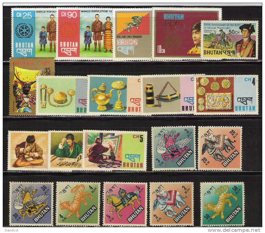 Q284-  BHUTAN - MNH - NICE LOT OF 20 STAMPS, DIFFERENT THEMES - Bhoutan