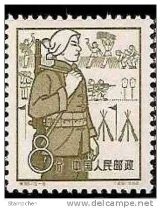 China 1959 S35 People's Commune Stamp Sc#431 Soldier Scout Shooting Sport - Shooting (Weapons)