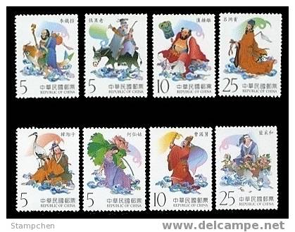 2003 Folklore - 8 Immortal Stamps Fish Crane Fan Clouds Mule Fairy Tale Flower Myth - Mythologie