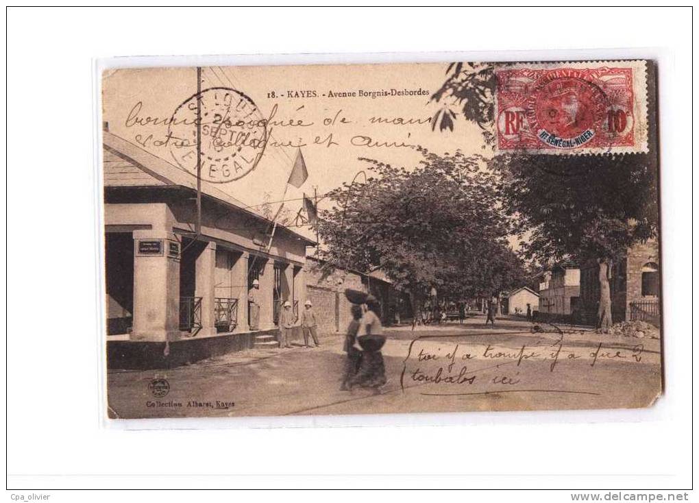 MALI Kayes, Avenue Borgnis Desbordes, Animée, Ed Albaret 18, 1913 *** ETAT *** - Mali