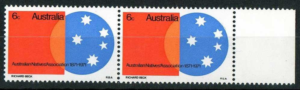 Australia 1971 6c Natives Association Centenary MNH Pair - Neufs