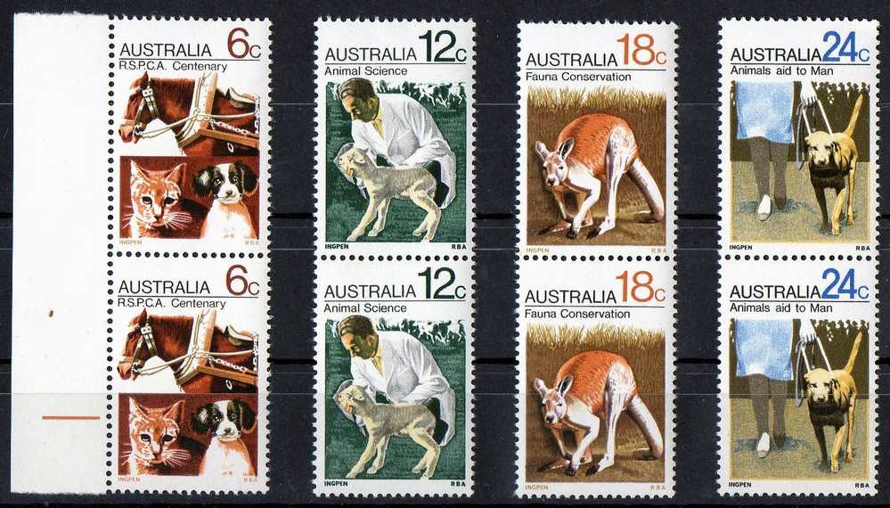 Australia 1971 Animals RSPCA Set MNH Vertical Pairs - Neufs