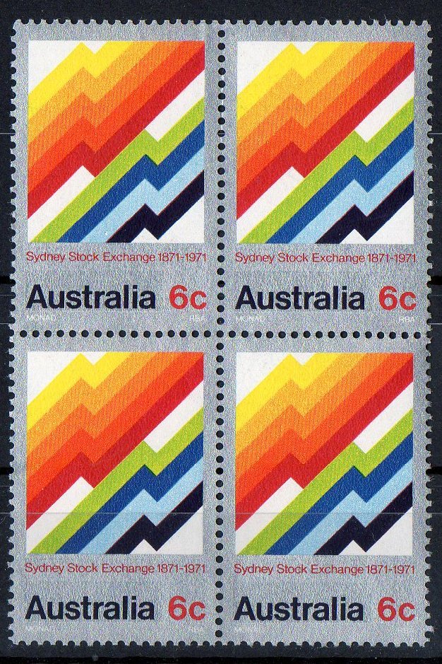 Australia 1971 6c Sydney Stock Exchange MNH Block Of 4 - Neufs