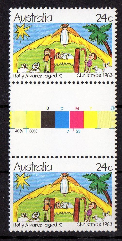 Australia 1983  24c Christmas MNH Gutter Pair - Mint Stamps