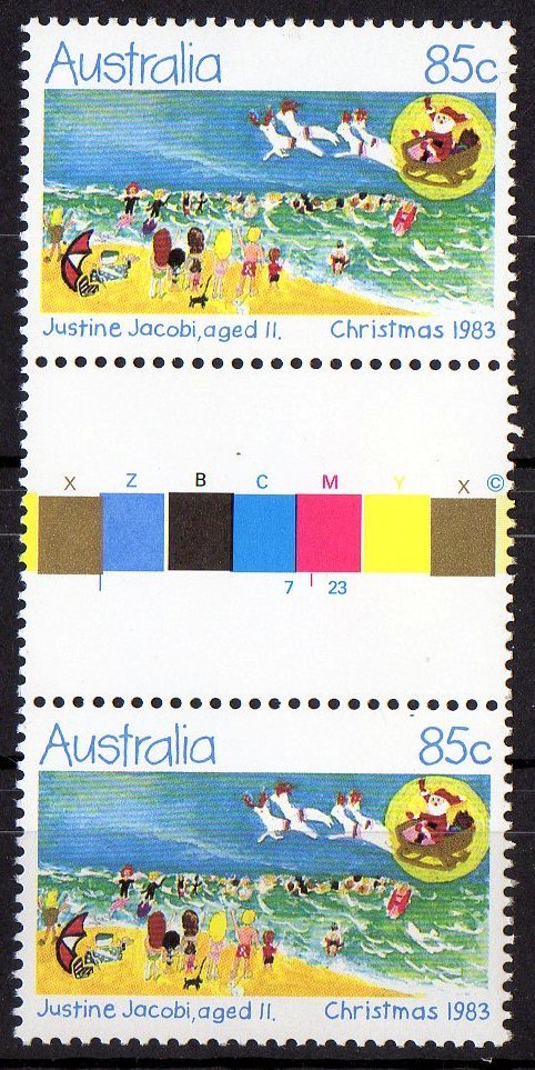 Australia 1983  85c Christmas MNH Gutter Pair - Mint Stamps