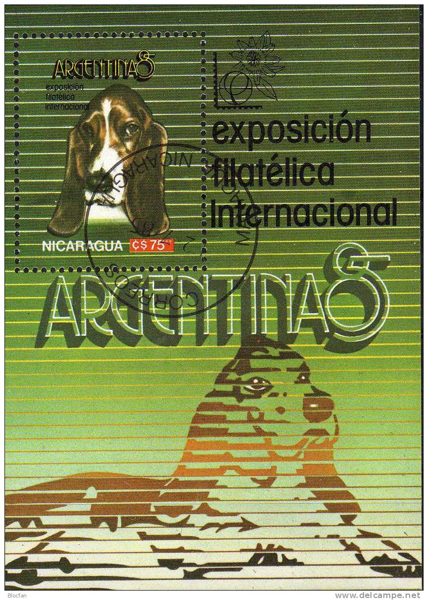 EXPO Argentina Buenos Aires Hund Nikaragua 2596+Block 166 O 4€ Hunde-Rasse Basset Bloque Bloc M/s Dog Sheet Bf Nicaragua - Nicaragua