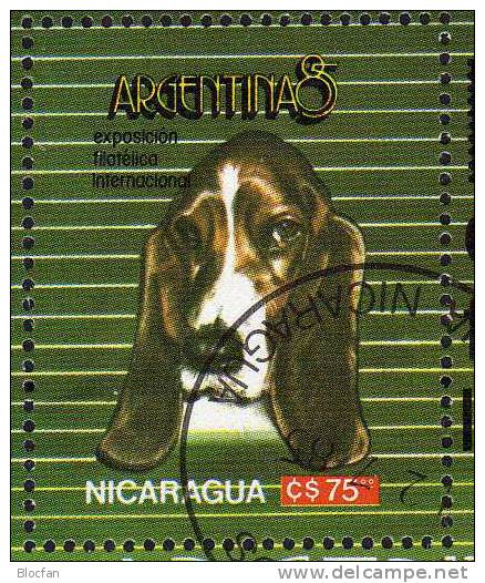 EXPO Argentina Buenos Aires Hund Nikaragua 2596+Block 166 O 4€ Hunde-Rasse Basset Bloque Bloc M/s Dog Sheet Bf Nicaragua - Nicaragua