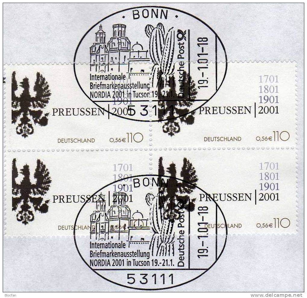 NORDIA´2001 Arizona USA Bund 2162 VB SST 7€ Offizieller Messebrief MBrf.1/01 Wappen - Adler Von Preußen - Omslagen