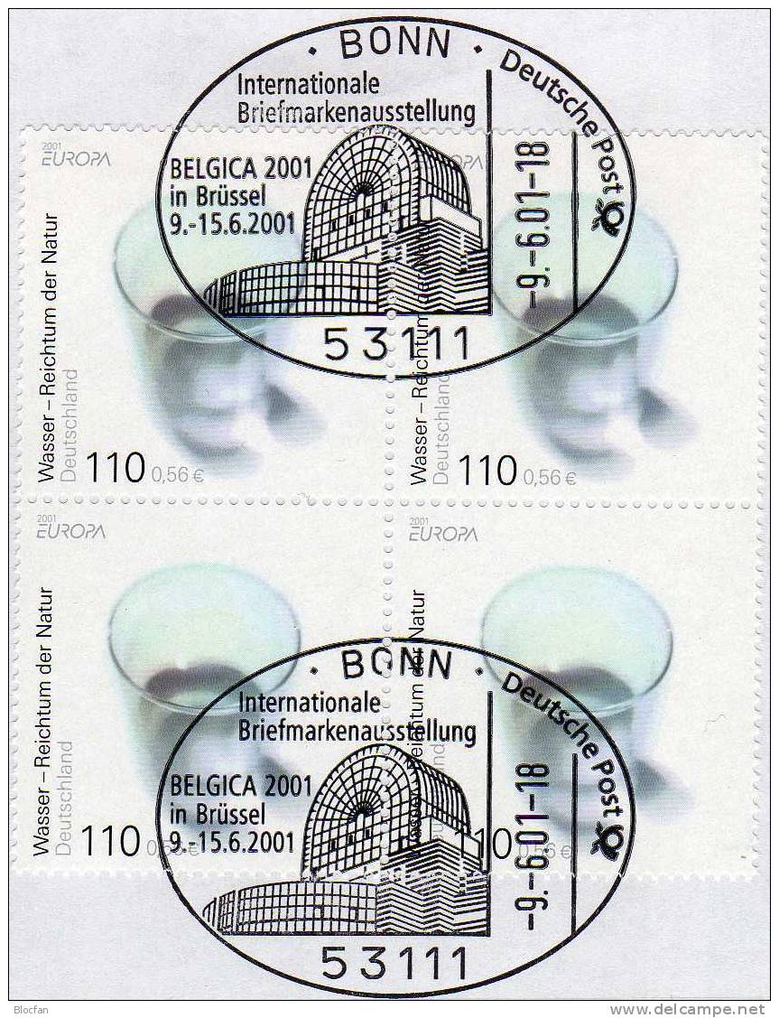 Belgica´2001 Brüssel Bund 2185 VB SST 7€ Offizieller Messebrief MBrf.6/01 Umweltschutz Lebensspender Wasser - Polucion