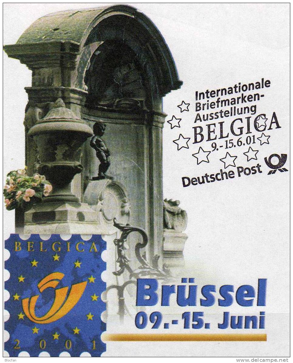 Belgica´2001 Brüssel Bund 2185 VB SST 7€ Offizieller Messebrief MBrf.6/01 Umweltschutz Lebensspender Wasser - Pollution