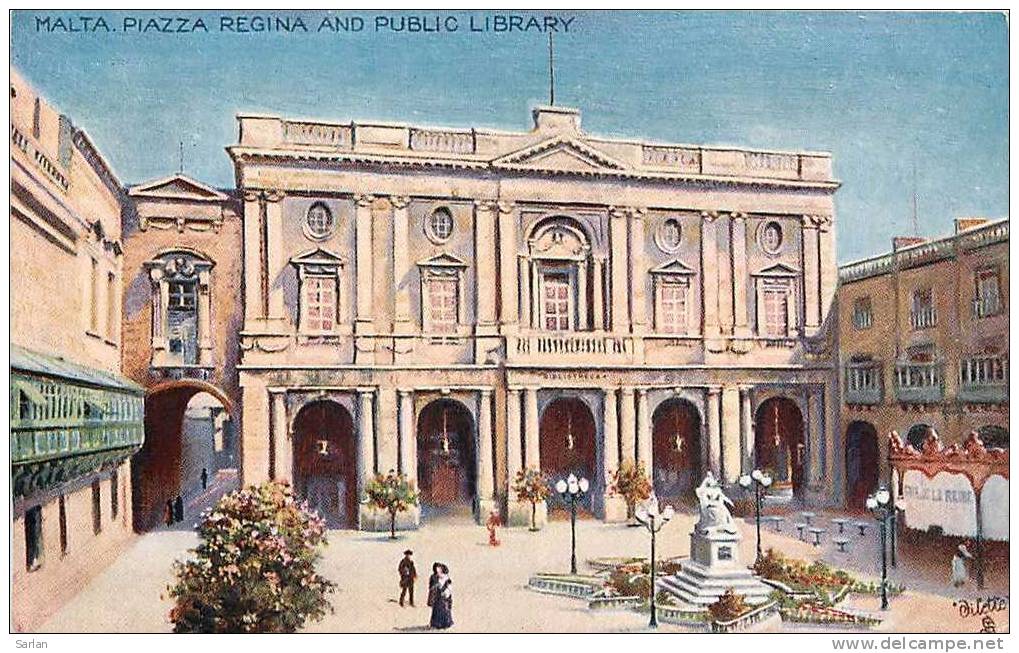 MALTE  , Piazza Regina And Public Library , Raphael Tuck , *4319 - Malte