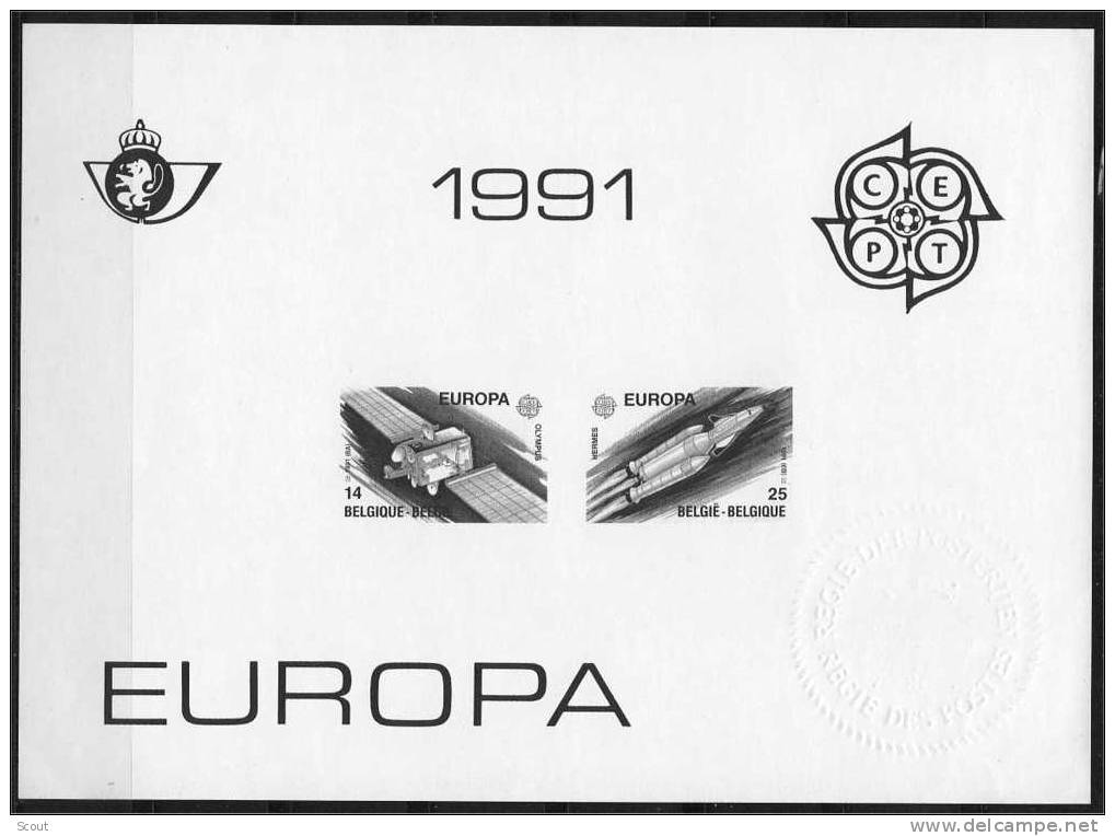 BELGIO – BELGIUM - BELGIQUE - 1991 - EUROPA SPAZIO - BF STAMPATO IN BIANCO E NERO - ** - 1991