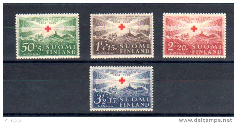 Finlande 1939, 75° Ans Croix-Rouge, Bataille De Solferino, 209 / 212 * Cote 25 &euro;, - Unused Stamps