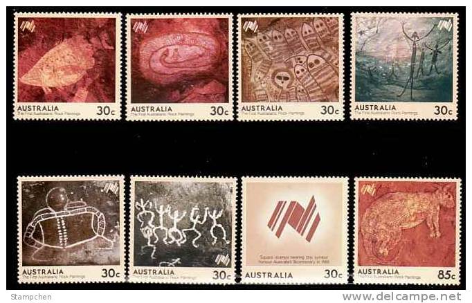1984 Australia Aboriginal Rock Paintings Stamps Sc#932-939 Bicentenary Possum - Grabados