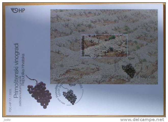 PRIMOSTEN VINEYARDS Protected Nature Monument ( Croatia FDC ) Vineyard Wine Vin Vino Wein Wijn Vinho Grape Grapes Raisin - Vinos Y Alcoholes