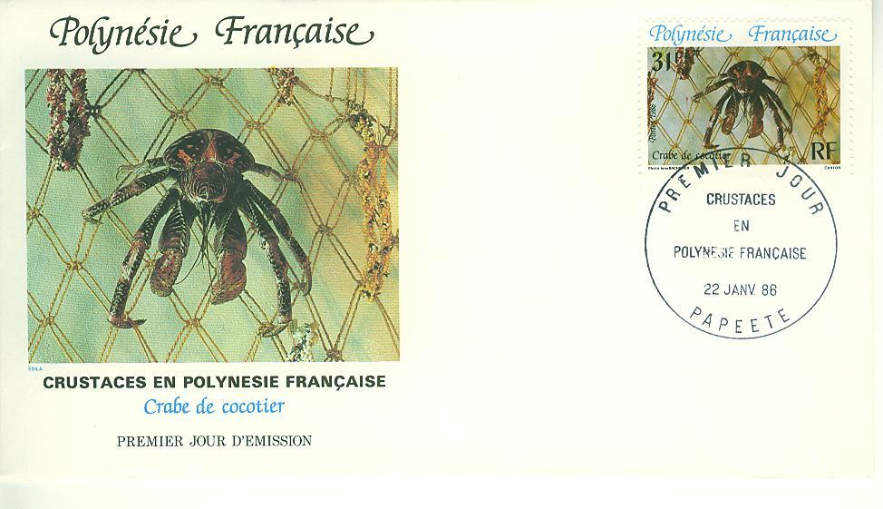 PJPF0248 Crabe De Cocotier 248 Polynesie Francaise 1986 FDC Premier Jour - Crostacei