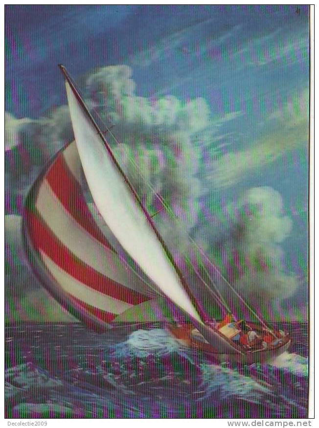 Zs3177 3D Card Cartes Stereoscopiques Nice Boat Ship Made In Japan Not Used Perfect Shape - Cartes Stéréoscopiques