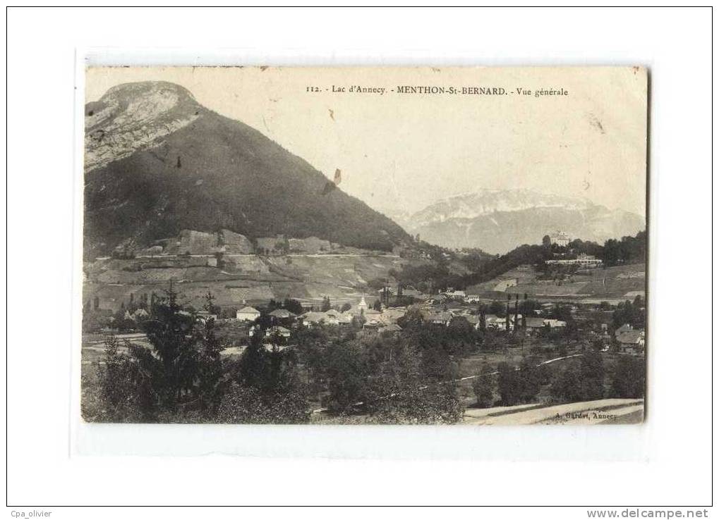 74 MENTHON ST BERNARD (envs Annecy Le Vieux) Vue Générale, Lac D'Annecy, Ed Gardet 112, 1908 - Autres & Non Classés