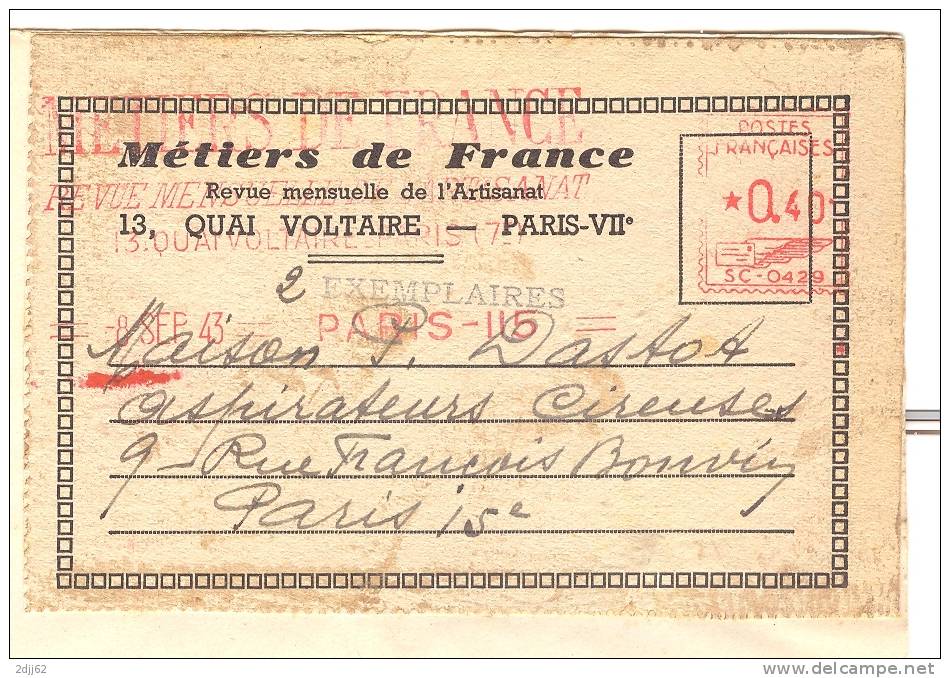 Tarif, 1943 - EMA Satas -Etiquette  Colis (F002) - Postal Rates