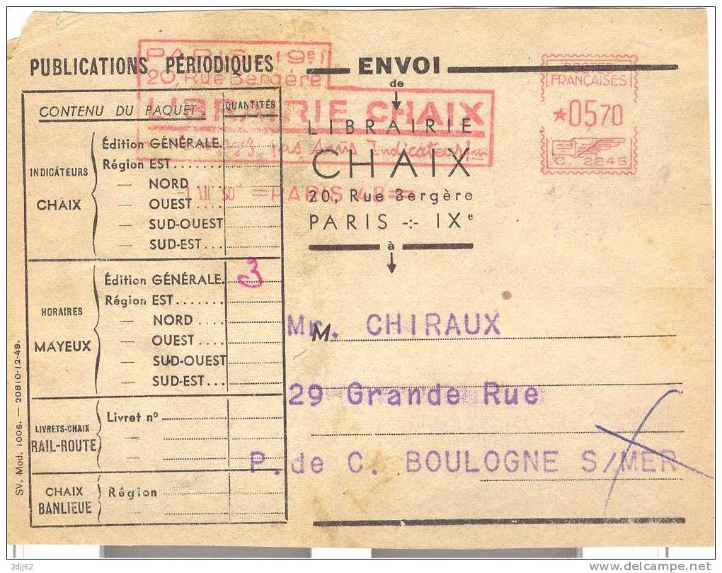 Tarif, 1950  - EMA Havas - Etiquette Colis  (F013) - Tariffe Postali