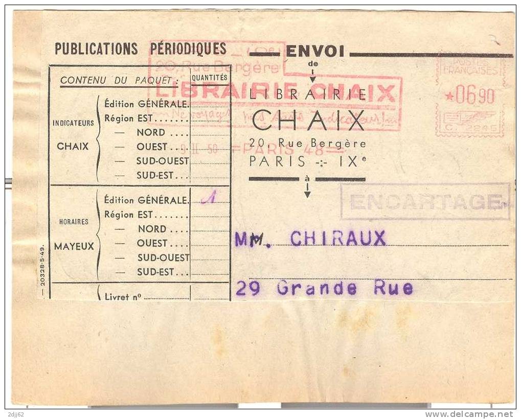 Tarif, 1950  - EMA Havas - Etiquette  Colis Courte En Bas (F016) - Tariffe Postali