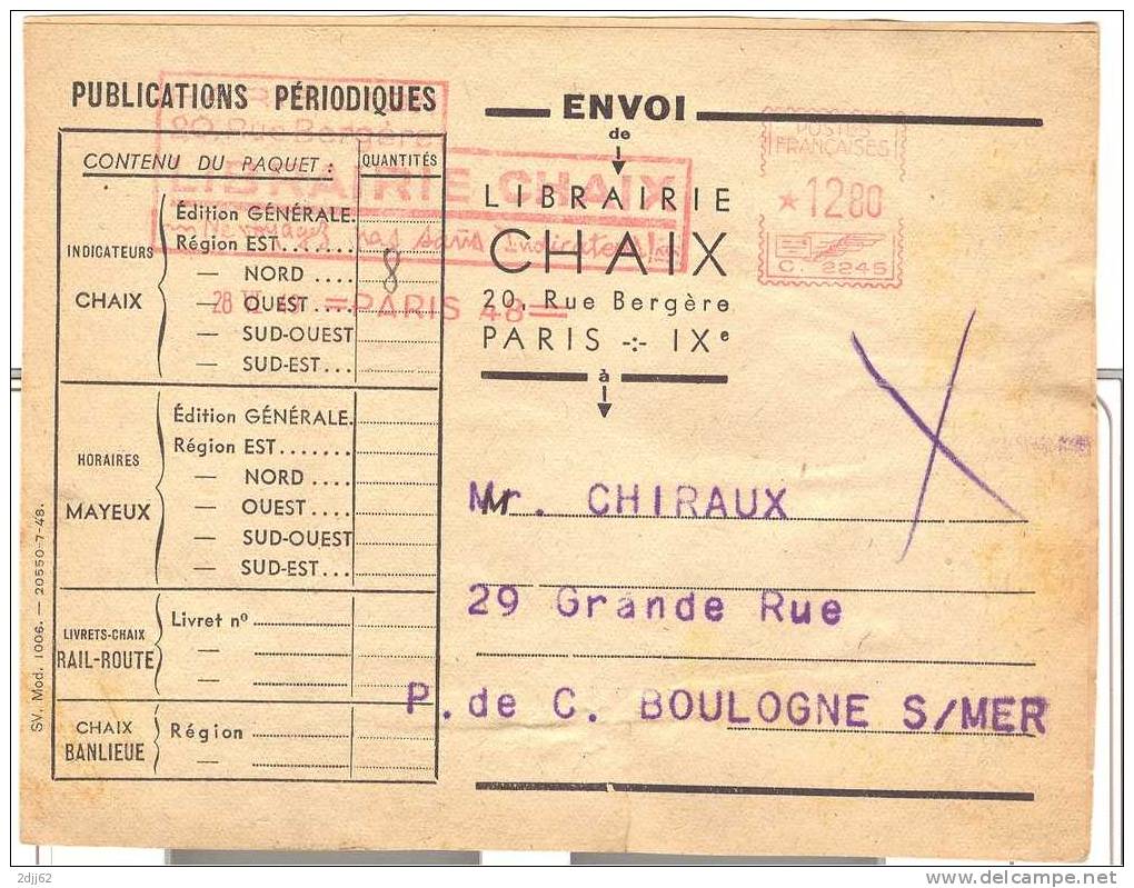 Tarif, 1949  - EMA Havas - Etiquette  Colis  (F020) - Posttarieven