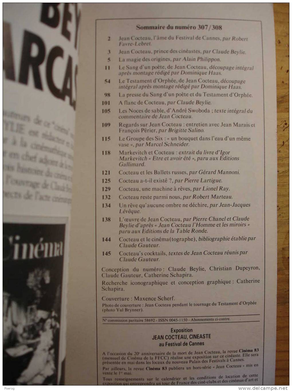 REVUE L´ AVANT SCENE CINEMA - N°307-308 - MAI 1983 - JEAN COCTEAU LE SANG D´ UN POETE LE TESTAMENT D´ ORPHEE Monographie - Cine