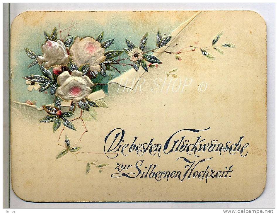 Hochwertige Glückwunschkarte Zur Silberhochzeit, Aus Dem Jahre 1894 - Hochzeiten