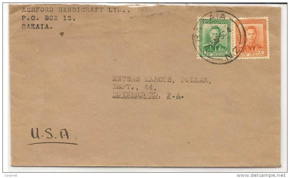 NEW ZEALAND - VF 1950 COVER From RAKAIA To ROYERSFORD, PA, USA - Andere & Zonder Classificatie