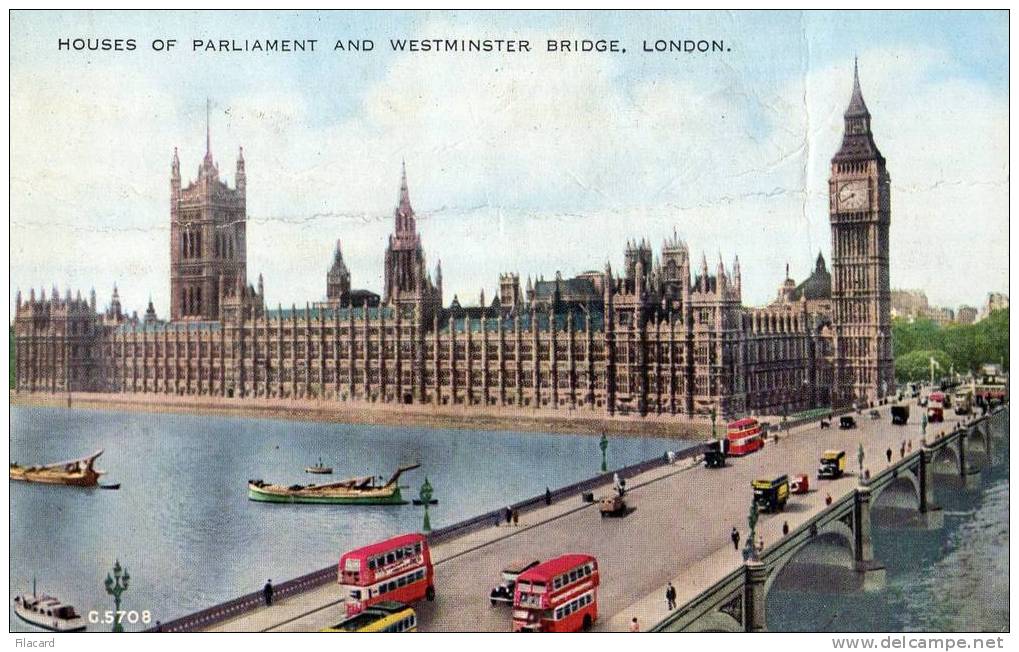 8143     Regno  Unito  Houses  Of  Parliament  And  Westminster  Bridge  VGSB  1956 - Houses Of Parliament