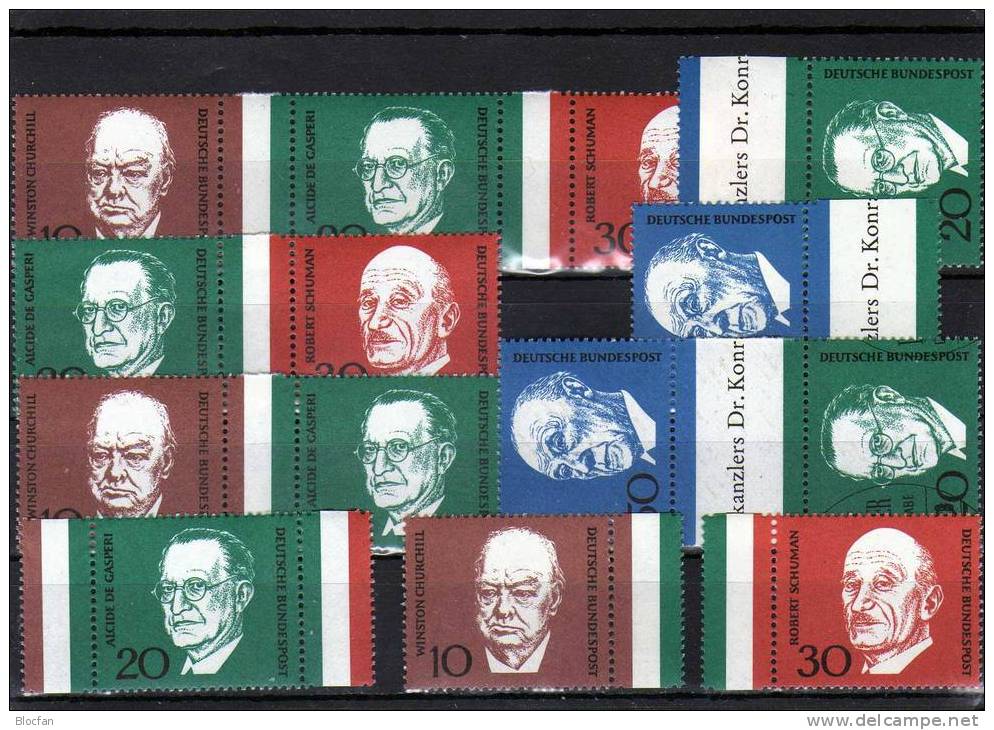 Komplett Adenauer 1968 BRD 554/7,ER,8ZD,Mini-Block+Bl. 4 ** 19€ Porträt Winston Churchill Britannien Ms Sheet Bf Germany - Vrac (max 999 Timbres)