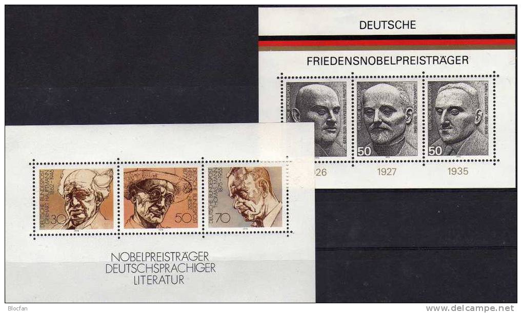 Deutsche Nobel-Preisträger BRD Block 11,16 Plus BM ** 10€ Friedens-/Literaturpreis Bloque Hojas Writers Sheet Bf Germany - Explorers