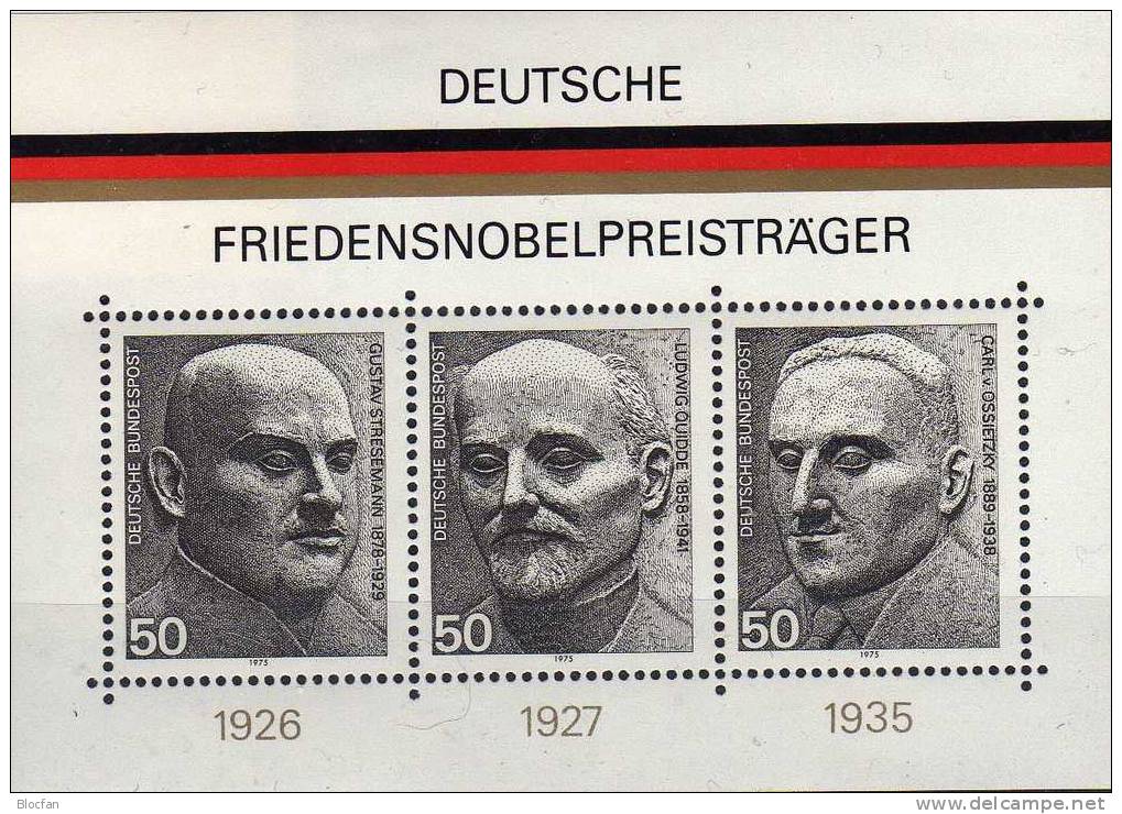 Deutsche Nobel-Preisträger BRD Block 11,16 Plus BM ** 10€ Friedens-/Literaturpreis Bloque Hojas Writers Sheet Bf Germany - Explorers