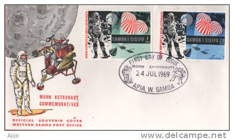 Moon Astronauts.  L´homme Sur La Lune.  FDC  24 Juillet 1969. ILES SAMOA - Oceania