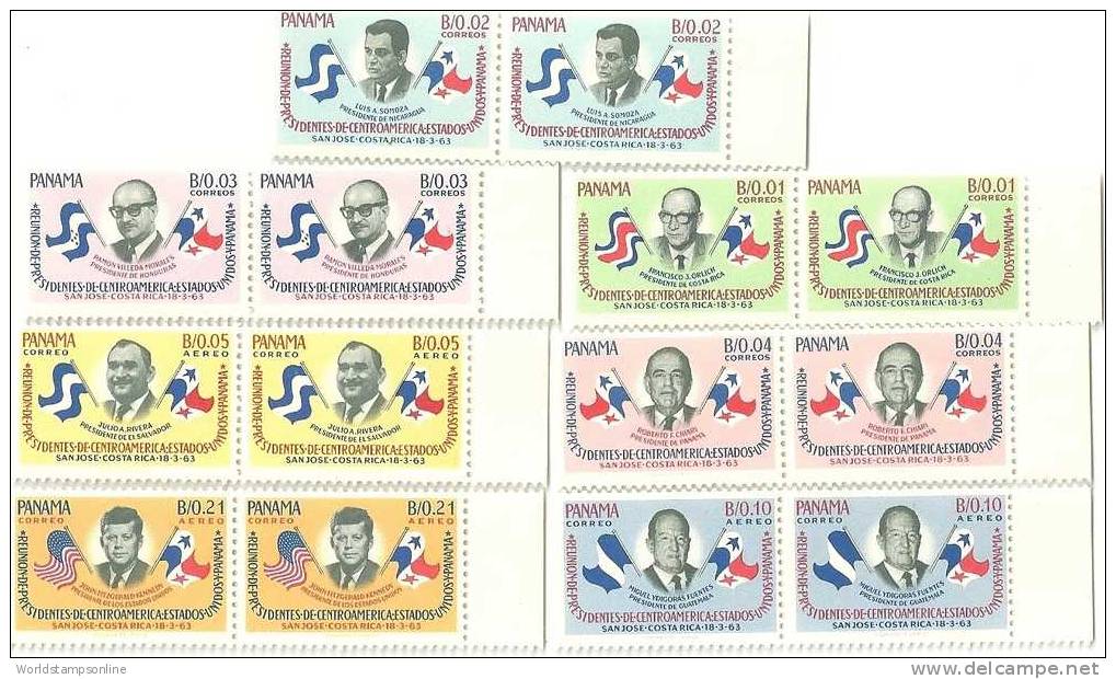 Panama, Serie 7, Year 1963, SG 804-810 (2x), Presidention Reunion, MNH/PF - Panama