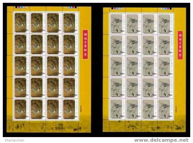 1998 Ancient Chinese Painting Stamps Sheets- KKuei Ghost Folk Tale Donkey Wine - Ezels