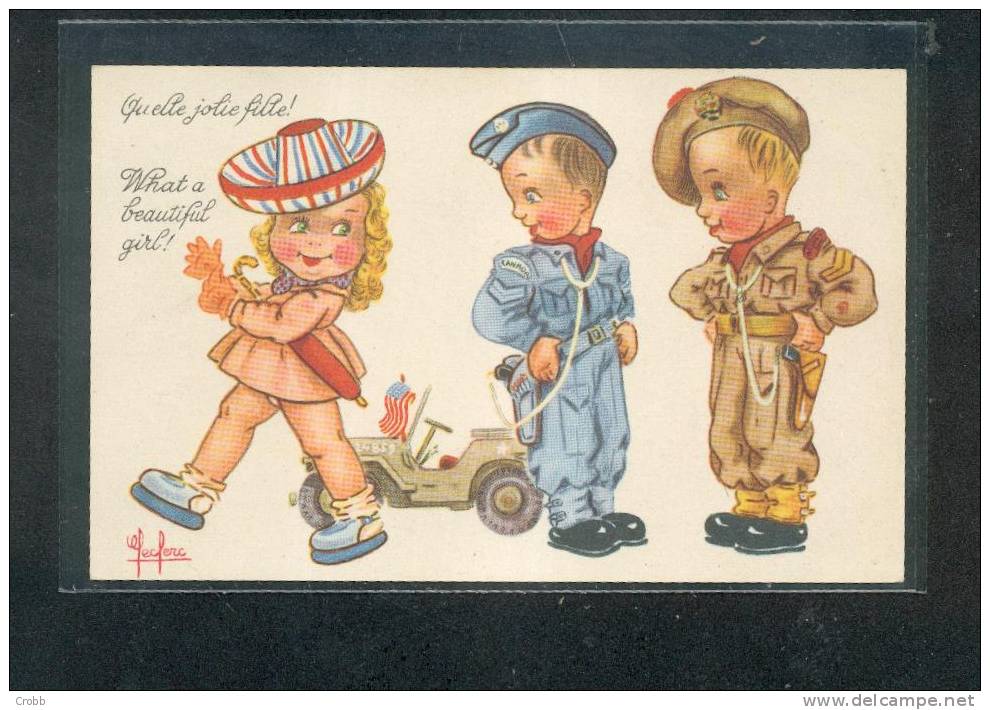 2316 - Illustrateur LECLERC, Fillette Enfants En Militaires - Leclerc