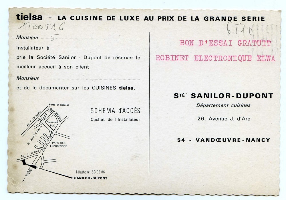 * VANDOEUVRE Les  NANCY - Tielsa La Cuisine De Luxe (carte Publicitaire) - Vandoeuvre Les Nancy