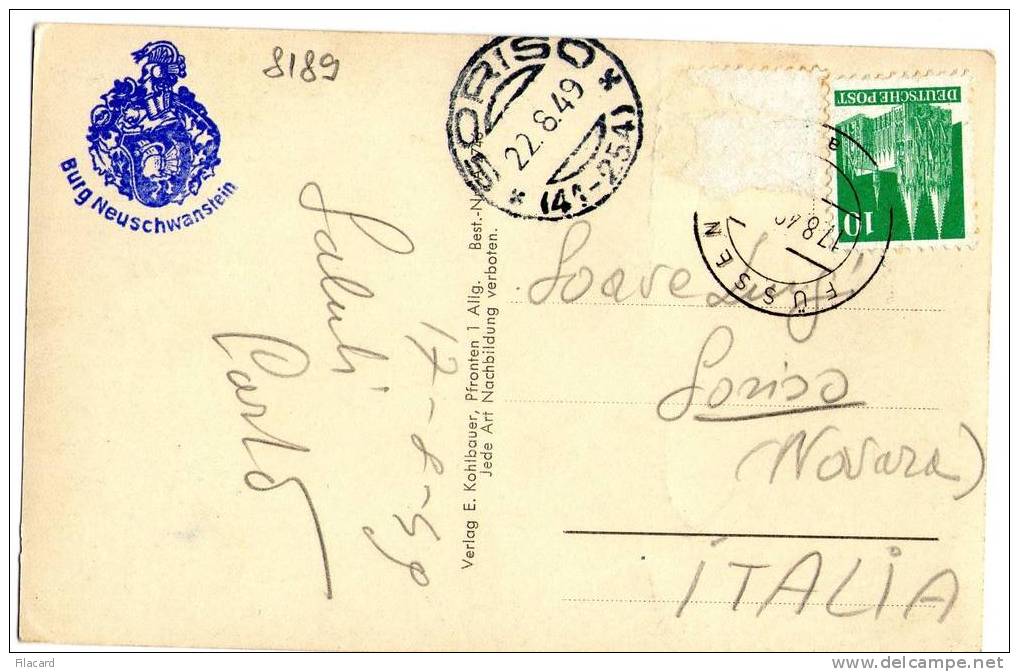 8189   Germania   Allgau  Castello  Di  Neuschwanstein VG  1949 - Füssen