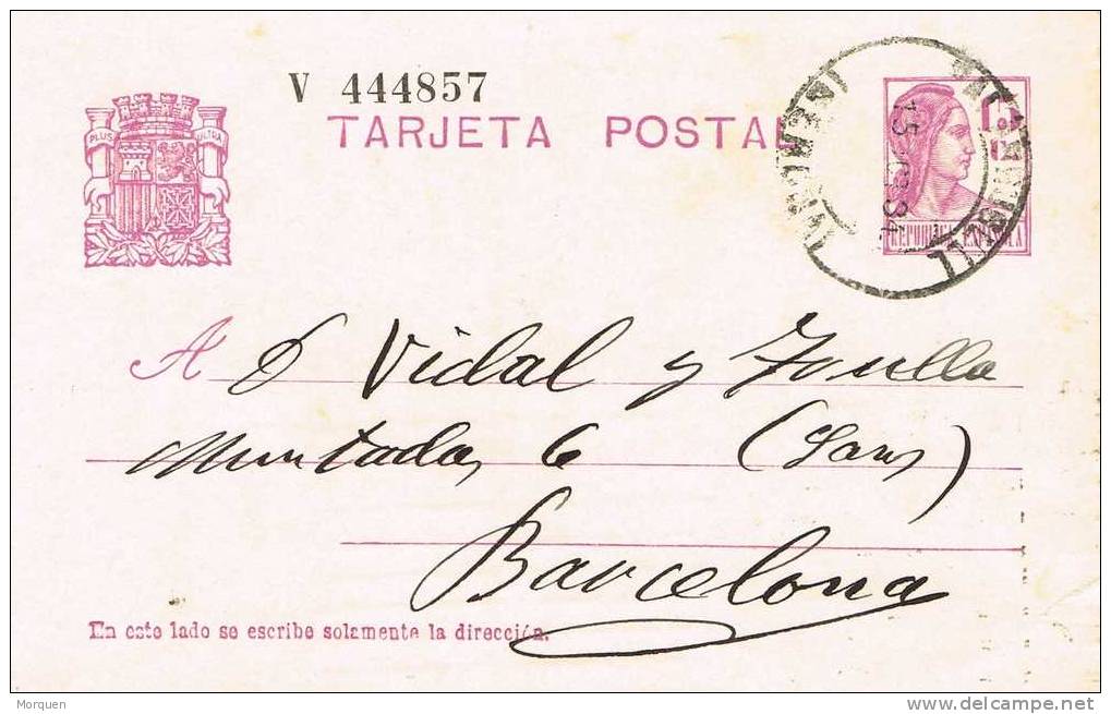 Entero Postal PALAFRUGELL (Gerona) 1934. Republica - 1931-....