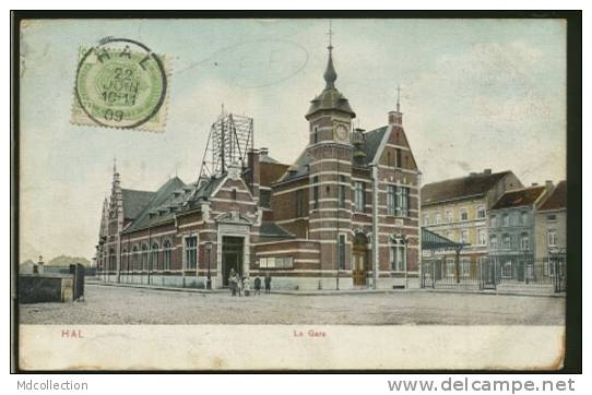 BELGIQUE HALLE / La Gare / CARTE COULEUR - Halle