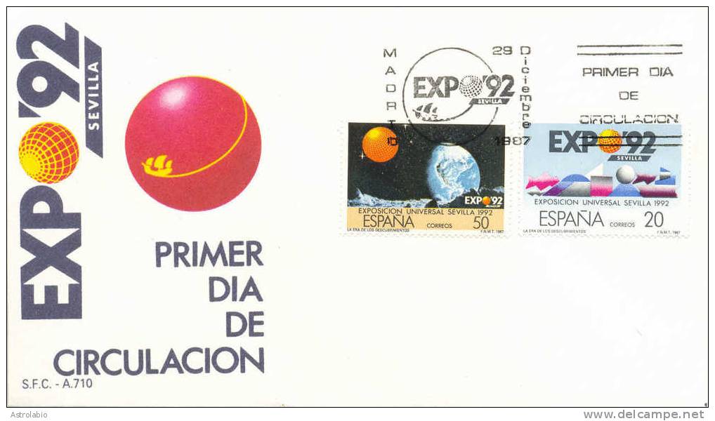 Espagne FDC 1987 " Exposition Universelle, à Séville " Yvert 2543/4 - 1992 – Séville (Espagne)