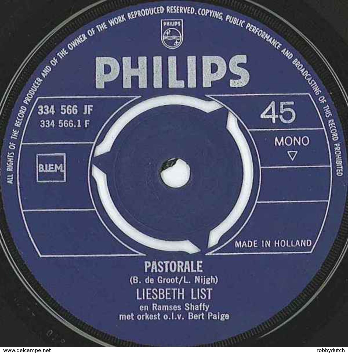 *  7" *  LIESBETH LIST & RAMSES SHAFFY - PASTORALE (Holland 1968 Ex-!!!) - Andere - Nederlandstalig