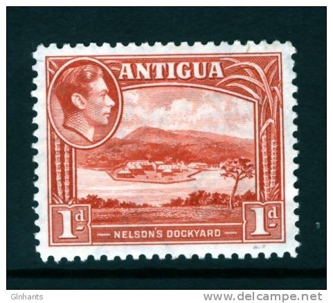 ANTIGUA - 1938 KGVI ONE PENNY SCARLET DEFINITIVE STAMP FINE MINT MM * - 1858-1960 Kronenkolonie