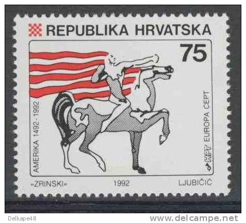 Croatia Kroatien Hrvatska 1992 Mi 210 ** Statue "Indian Horseman" - 500th Ann. Of The Discovery Of America - Europa Cept - Indios Americanas